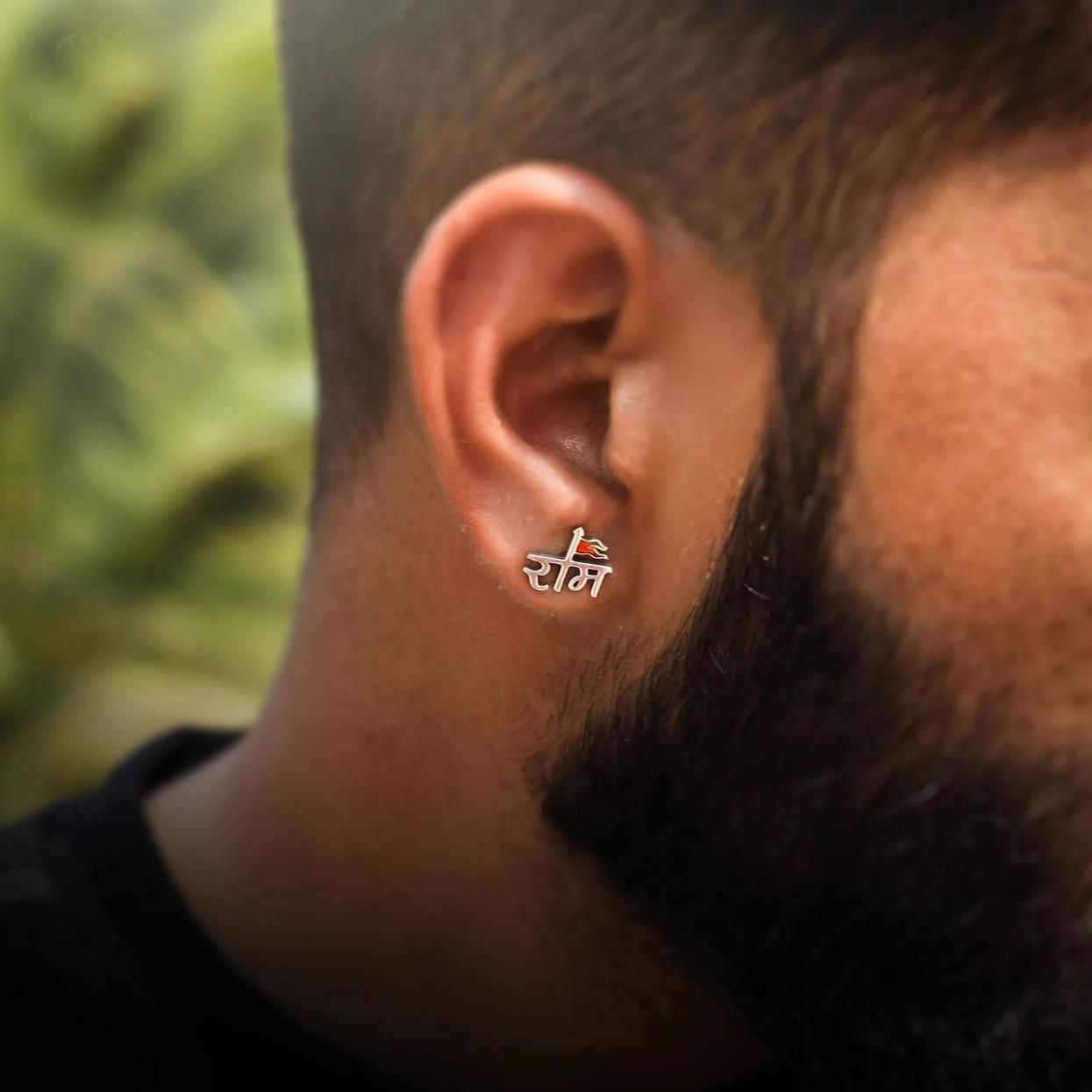 Single Shree Ram Earring For Men