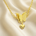 Golden Flutter – Butterfly Heart Necklace
