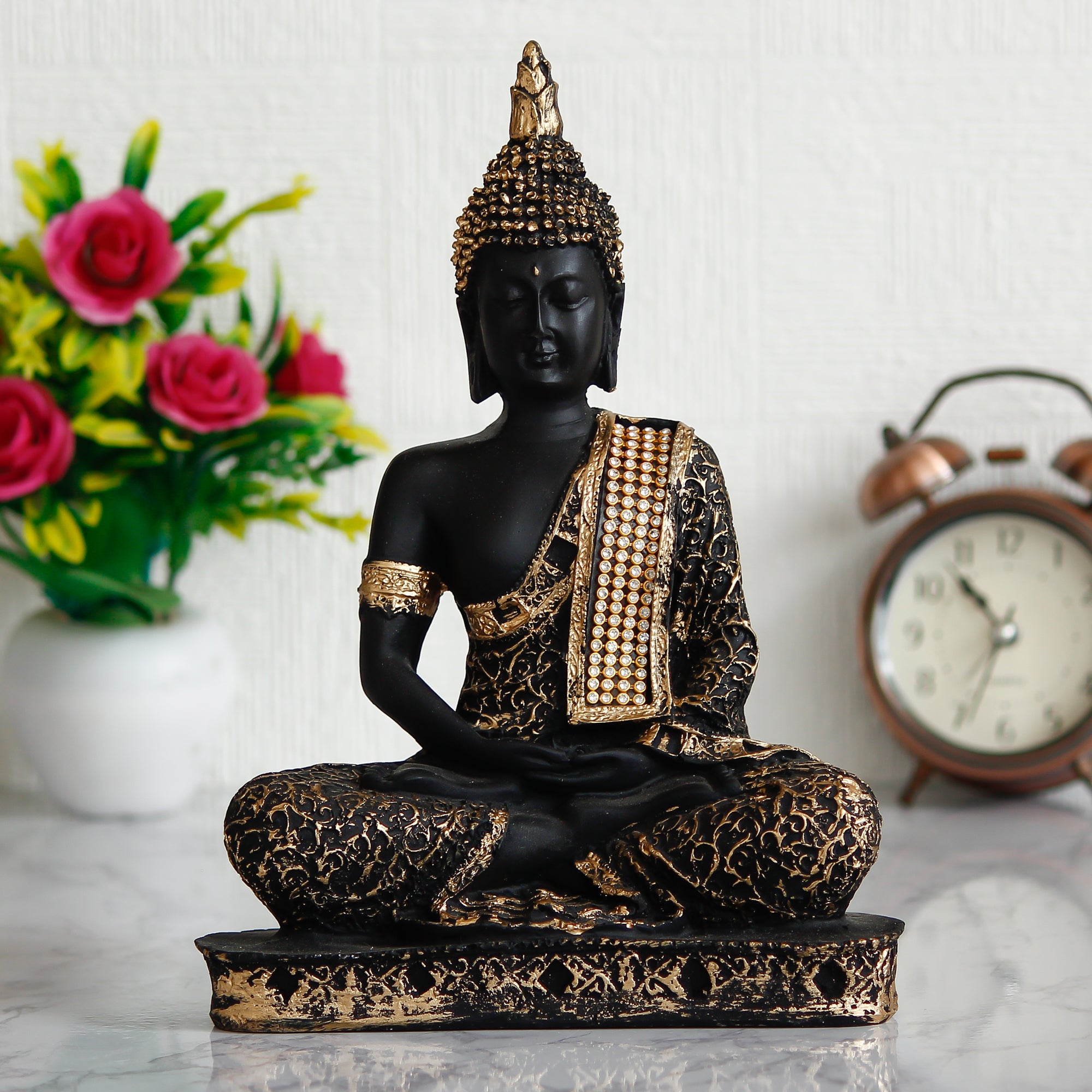 Golden Serenity – Handcrafted Meditating Buddha Showpiece