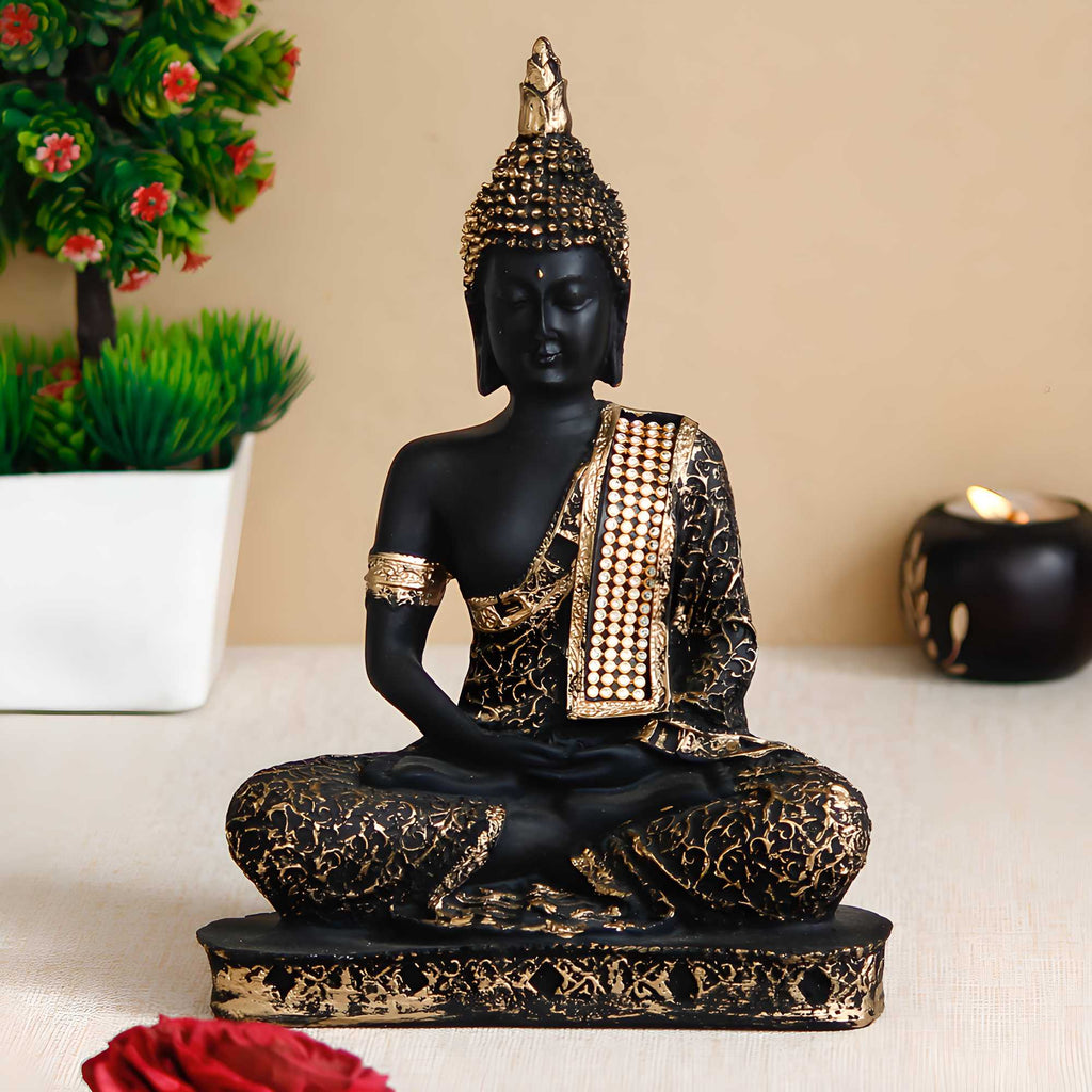 Golden Serenity – Handcrafted Meditating Buddha Showpiece