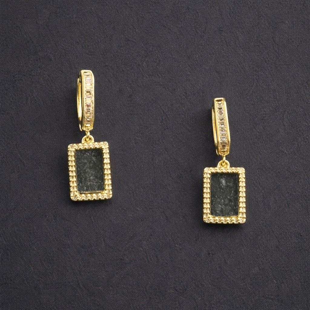 Noir Frame – Gold Drop Earrings