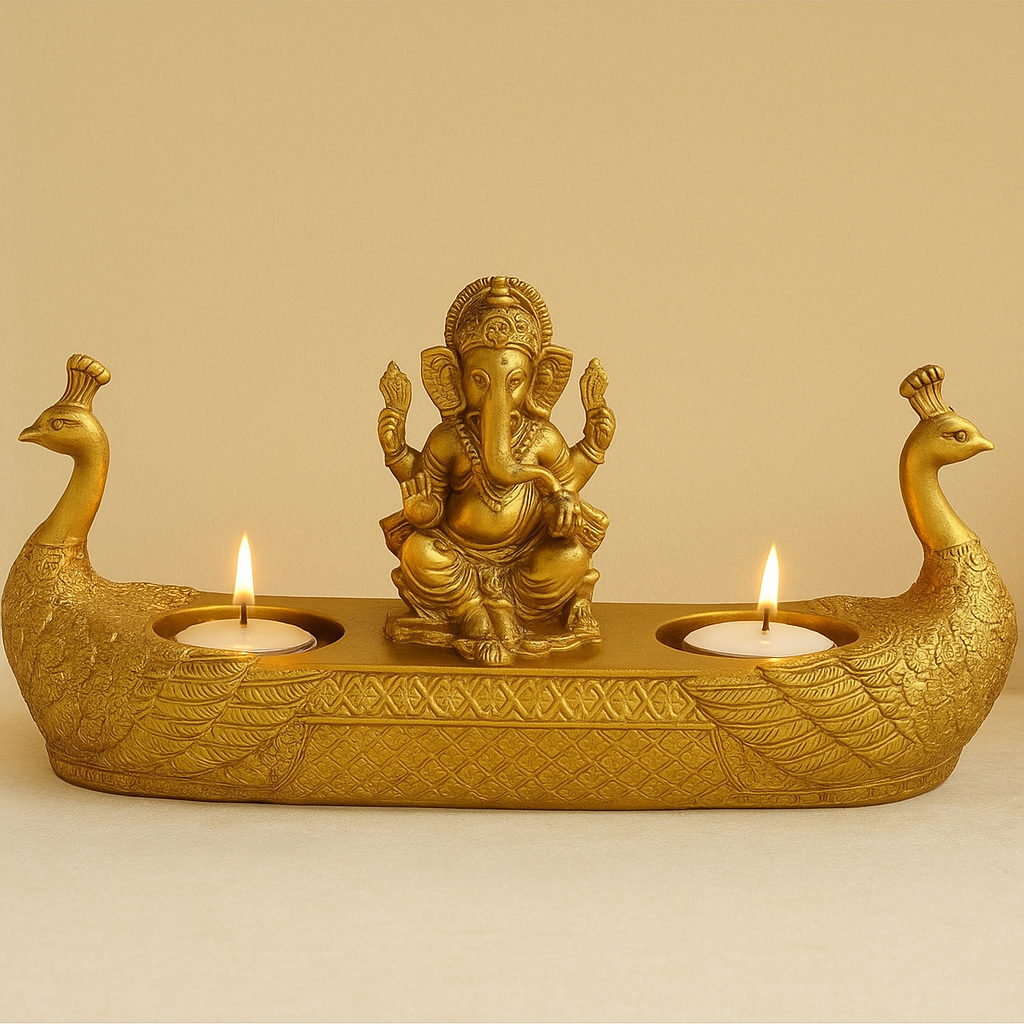 Divine Glow – Golden Ganesha Deepak for Pooja & Home Décor