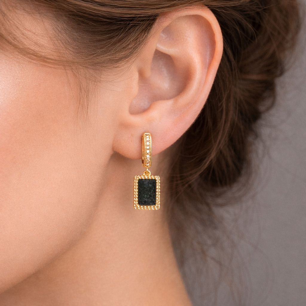 Noir Frame – Gold Drop Earrings
