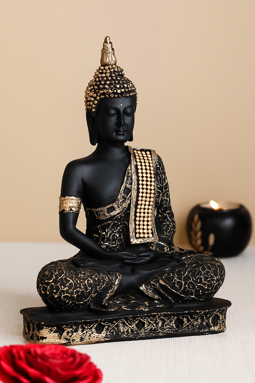 Golden Serenity – Handcrafted Meditating Buddha Showpiece