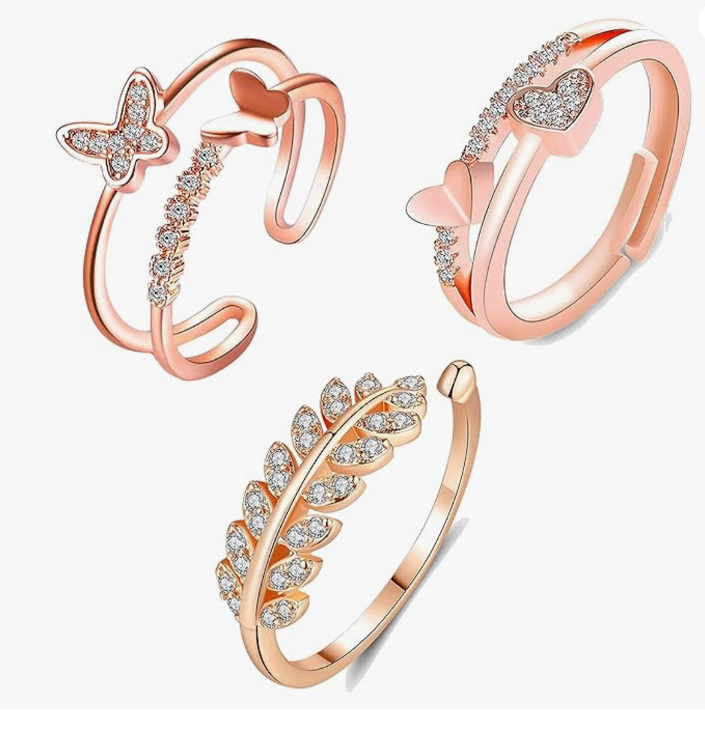 SilverEmbrace – Delicate Hug Adjustable Rings Combo