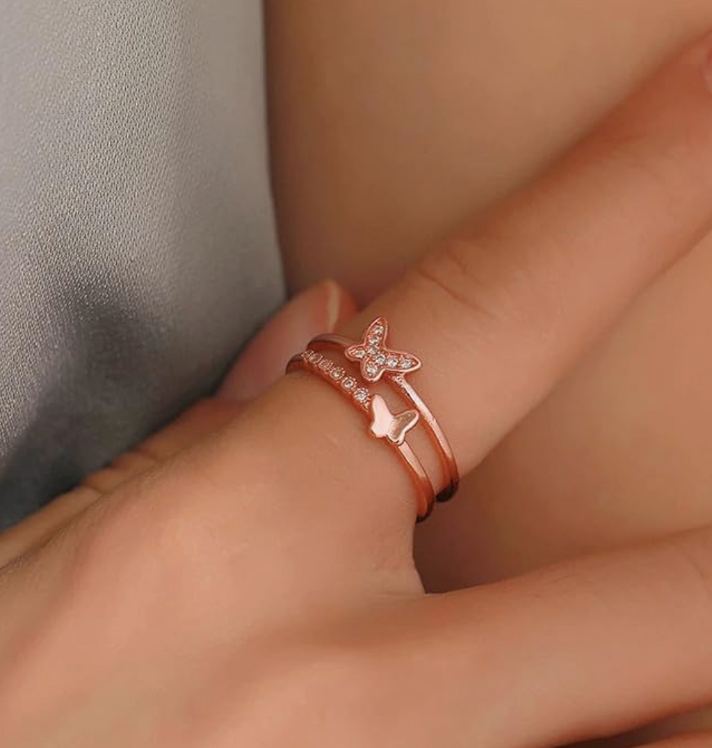 SilverEmbrace – Delicate Hug Adjustable Rings Combo